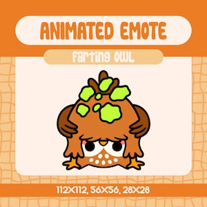 Kawaii Farting Brown Owl Animated Emote for Twitch, Funny Gas Reaction Emote for Streamers and Discord, Silly Bird Moment Emote