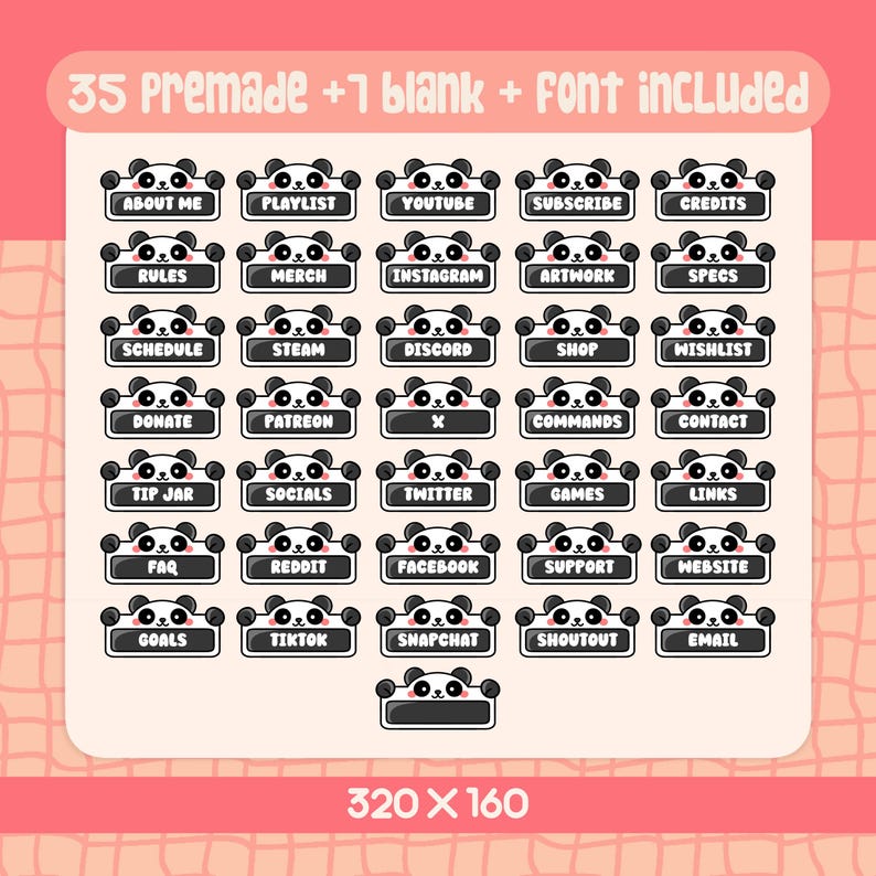 Support Panel Roti Discord Kawaii Panda Stream Panels for Twitch, Discord (36 Panel Set) (digital ...