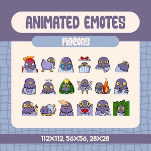 18 Kawaii Mega Pigeon Animated Emote Pack for Twitch and Discord, Cute and Funny Emote Set for Streamers and Chat