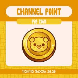 Emote de puntos de canal de moneda de cerdo para Twitch y Kick, puntos de canal de emoticonos de cerdo de Twitch, emote de moneda, puntos de canal de Twitch