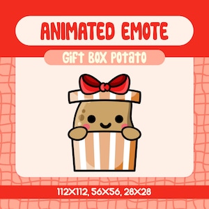 Kawaii Gift Box Potato Animated Emote for Twitch and Discord, Cute Surprise Potato Stream Emote, Funny Chat Reaction for Streamers