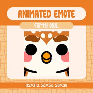 Kawaii Brown Owl Flirty Animated Emote for Twitch, Funny Eyebrow Wiggle Emote for Streamers and Discord, Sassy Bird Reaction