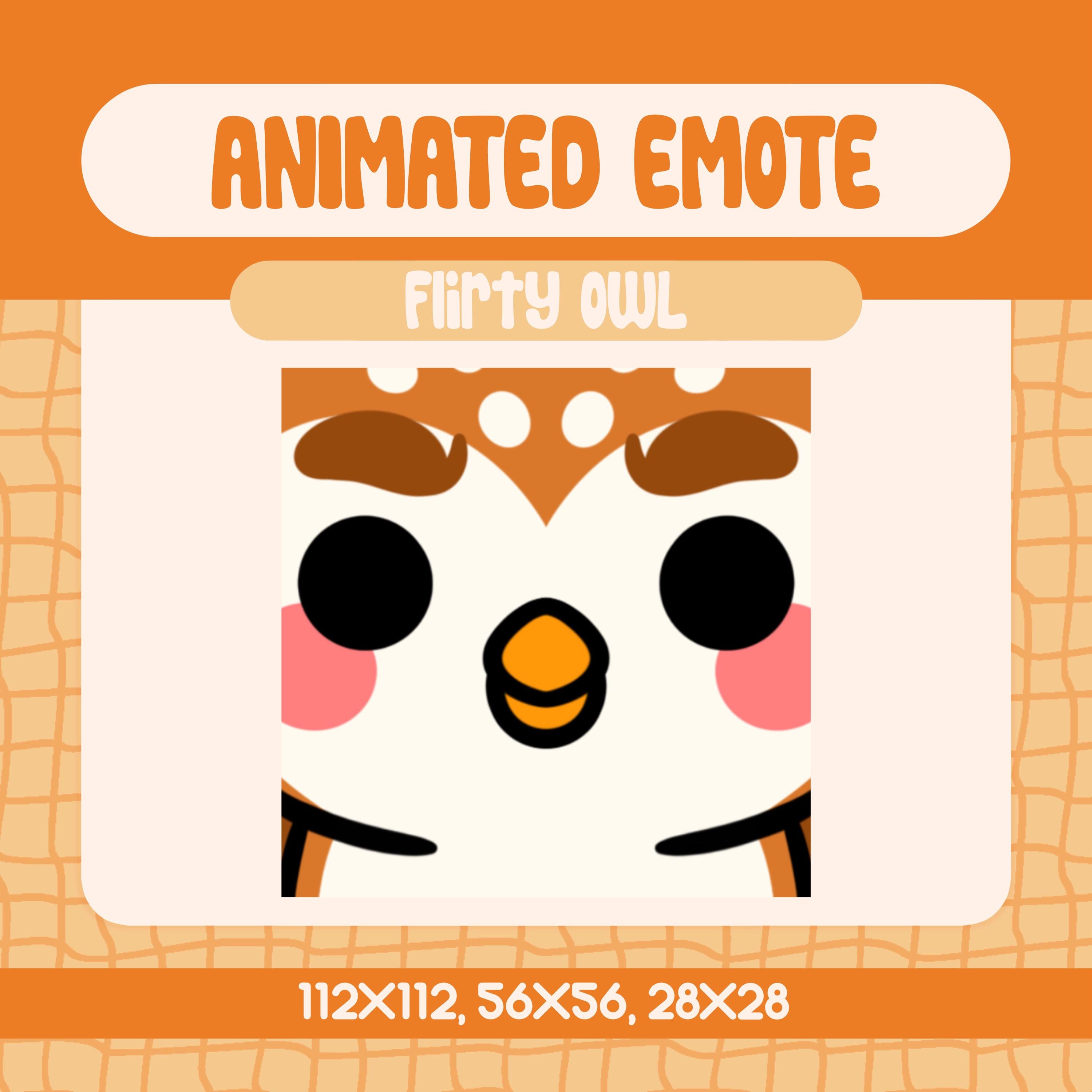 Kawaii Brown Owl Flirty Animated Emote for Twitch, Funny Eyebrow Wiggle Emote for Streamers and Disc