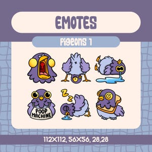 Kawaii Pigeon Emote Set For Streamers, Funny Crying And Sad Pigeon Twitch Emote Pack With Sleep And Poop Reactions For Discord