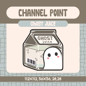 Könnte beinhalten: Eine Cartoon-Illustration eines Kartons mit "Ghost Juice" und einem freundlichen Geist, der von der Seite herausschaut. Der Karton ist weiß mit brauner Oberseite und einem schwarzen Barcode. Der Text "Ghost Juice" ist in Schwarz auf dem Karton geschrieben. Der Hintergrund ist hellbraun mit einem Gittermuster.