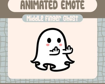 Middle Finger Ghost Animated Twitch Emote, Bold and Spooky Emote for Streamers, Perfect for Adding Edgy Fun to Your Streams