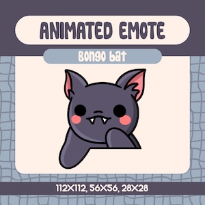 Kawaii Bongo Bat Animated Emote for Twitch and Discord, Cute Drumming Bat Emote for Spooky Season and Halloween Streams