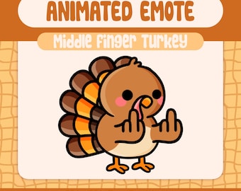 Funny Middle Finger Turkey Animated Emote for Twitch/Discord (Digital Download)