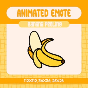Kawaii Peeling Banana Animated Emote for Twitch and Discord, Funny Food Emote for Playful and Quirky Streams