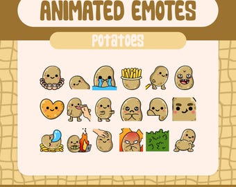 Kawaii Potato Animated Emote Pack, Twitch and Discord (Digital Download)