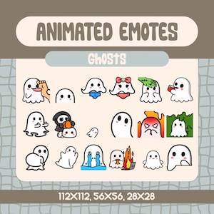18 Kawaii Ghost Animated Emote Pack for Twitch and Discord, Halloween Spooky Season Ghost Emote Reactions for Streamers