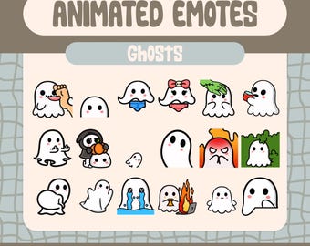 18 kawaii-geest-geanimeerde emotes, Twitch & Discord-streamer (digitale download)