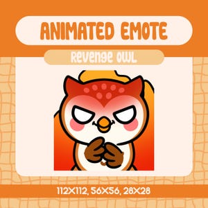 Kawaii Revenge Owl Animated Emote For Twitch And Discord, Angry Owl Raid Emote For Mischievous Reactions And Sassy Stream Moments