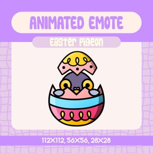 Kawaii Easter Pigeon Animated Emote for Twitch and Discord, Cute Pigeon in Easter Egg Emote for Festive Spring Streams