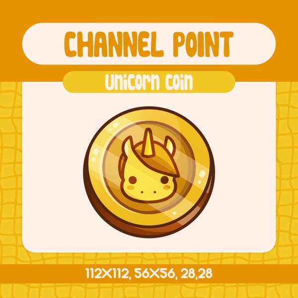 Unicorn Coin Channel Point Emote for Twitch/Kick (Digital Download)
