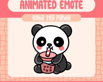 Emote animado de Panda de Té Boba Kawaii para Twitch y Discord (Descarga digital)