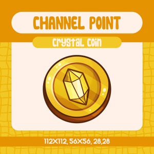 Crystal Coin Channel Point Emote for Twitch, Discord, Streaming, Kawaii Crystal Coin Design for Fun Rewards, Unique Reactions