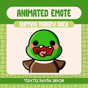 Kawaii Burping Mallard Duck Animated Emote for Twitch and Discord, Funny Green Duck Reaction Emote for Gross Moments and Chill Streams