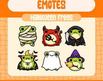 Emoticones kawaii de rana para Halloween, diseños espeluznantes para Twitch (descarga digital)