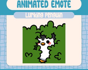 Kawaii Lurking Penguin Animated Bush Peek Winter Animal Reaction