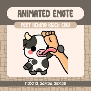 Kawaii Black Cow Animated Emote For Twitch And Discord, Funny Cow Tongue Reaction Emote For Silly Streams And Bold Chat Moments