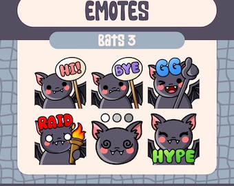 Paquete de gestos de murciélago kawaii: gestos espeluznantes para el chat en directo (descarga digital)