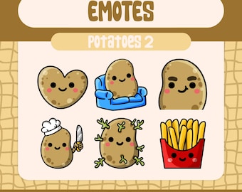 Kawaii Potato Emote Pack, Funny Twitch and Discord Stream (Digital Download)
