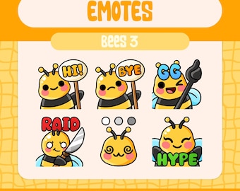 Kawaii Bee Emote Pack for Twitch and Discord (Digital Download)