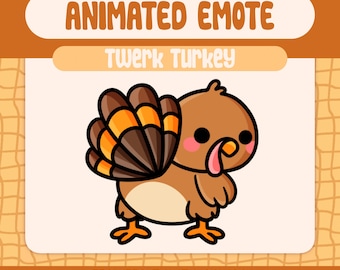 Kawaii Thanksgiving Turkey Animated Emote for Twitch and Discord, Funny Twerk Turkey Emote for Streamers, Cute Dancing Turkey Reaction