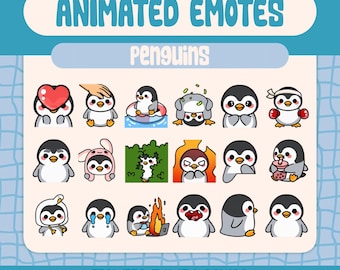 18 Kawaii Penguin Animated Emotes Funny Winter Animal Reaction Emote Pack