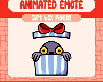 Emote animado "Caja de regalo de paloma kawaii" para Twitch y Discord (descarga digital)