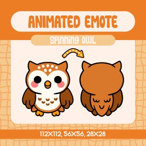 Spinning Brown Owl Emote for Twitch and Discord, Kawaii Animated Owl Turning Head Loop, Cute Forest Bird Stream Asset