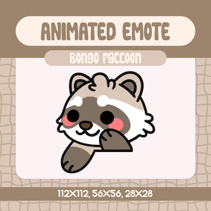 Kawaii Bongo Raccoon Animated Emote for Twitch and Discord, Cute Desk Tapping Emote, Funny Rhythmic Reaction Emote for Stream Moments
