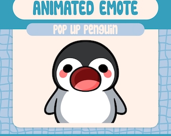 Kawaii Pop Up Penguin Animated Emote Surprise Reaction
