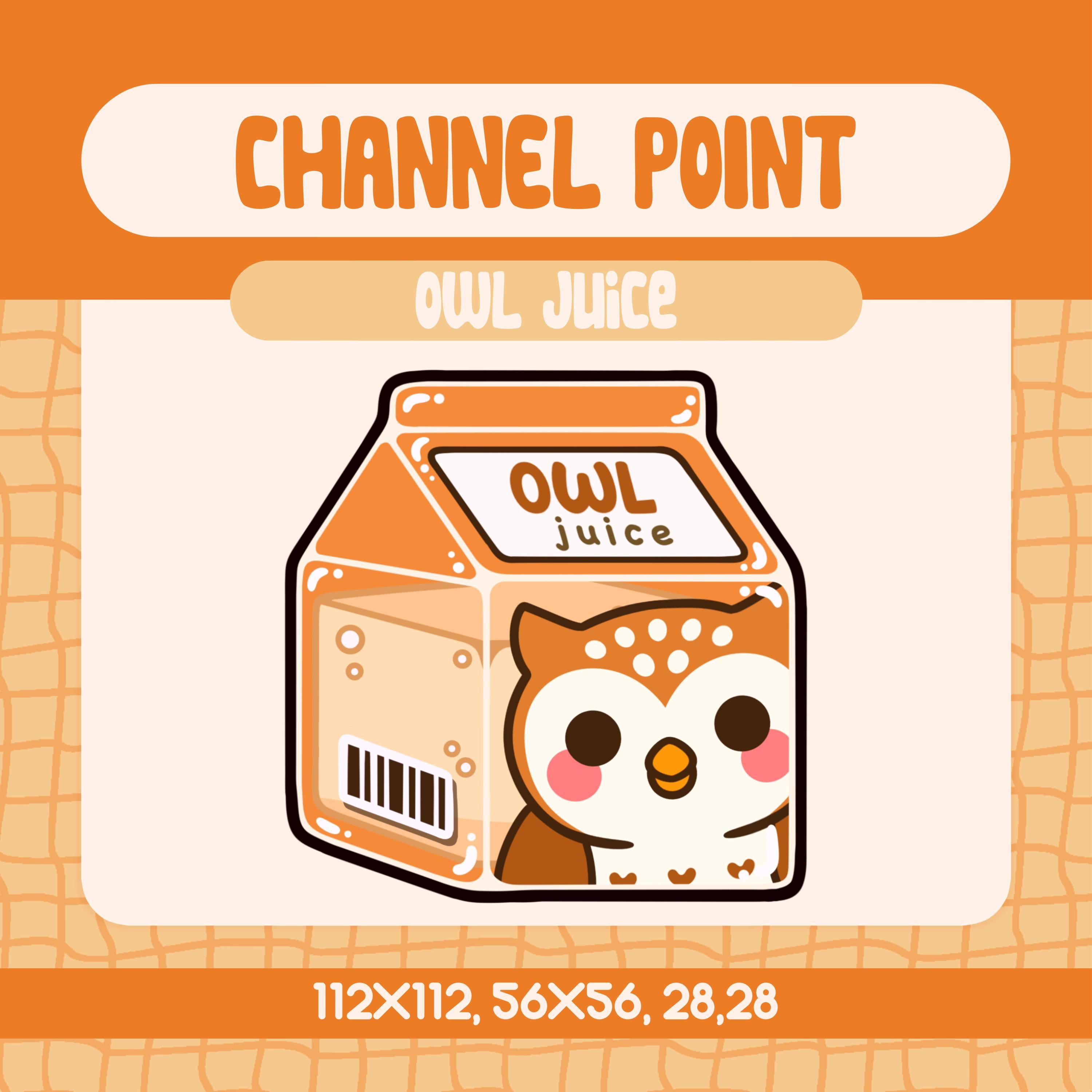 Kawaii Owl Juice Box Emote for Twitch Stream (Digital Download)