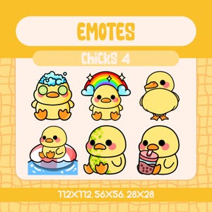 Kawaii Chicks and Duck Emotes for Twitch and Discord, Cute Yellow Duck Reactions with Fun Expressions for Cozy and Playful Streaming