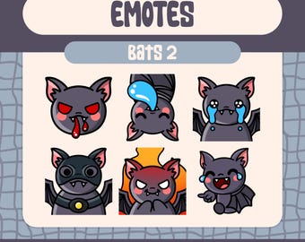 Paquete de gestos de murciélago vampiro kawaii para Twitch y Discord (descarga digital)