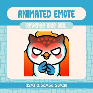 Kawaii Revenge Blue Owl Animated Emote For Twitch And Discord, Angry Owl Raid Emote For Funny Reactions And Sassy Stream Moments