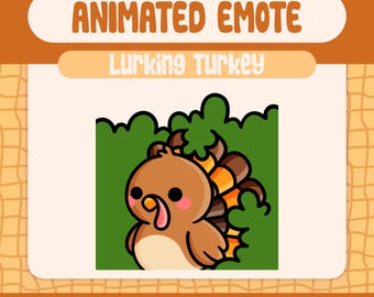 Kawaii Lurking Turkey Animated Emote for Twitch and Discord, Funny Turkey Watching Emote for Streamers, Cute Hidden Bird Reaction Emote