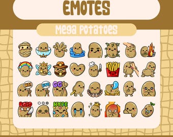 Kawaii Potato Emote Pack, Funny Twitch and Discord Emotes (Digital Download)