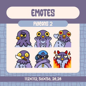 Kawaii Pigeon Emote Set For Streamers, Fun Pigeon Twitch Emote Pack With Love, Cool, Knife, And Angry Reactions For Discord