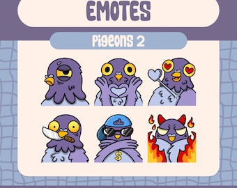 Kawaii Pigeon Emote Set, Twitch and Discord Streamer Pack (Digital Download)