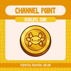 Axolotl Coin-kanaalpunten-emote voor Twitch en Kick, Twitch Axolotl-emotes kanaalpunt, Coin-emote, Twitch-kanaalpunt