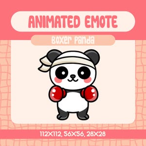 Kawaii Boxer Panda Animated Emote for Twitch and Discord, Cute Fighting Reaction Emote for Gamer and Hype Stream Moments