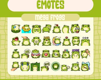 32 Frog Emote Set Bundle For Twitch, Mega Kawaii Frog Emote Collection, Unique Emotes For Streaming, Fun And Cute Designs, Twitch Emote Pack