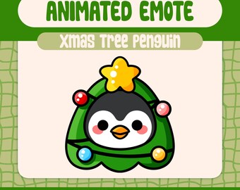 Kawaii Christmas Tree Penguin Animated Emote