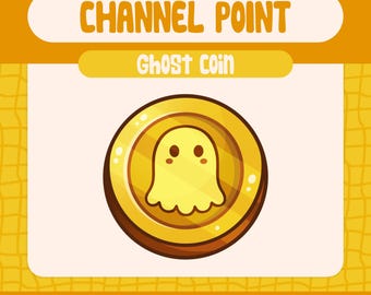 Cute Kawaii Ghost Coin Channel Point, Adorable Gold Coin for Twitch Halloween Streams, Spooky Collectible, Fun Halloween Themed Coin