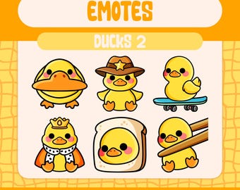 Pack de emoticonos de pato kawaii, reacciones de pato amarillo en Twitch/Discord (PNG)