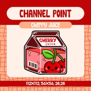 Kawaii Kirschsaft Channel Point für Twitch Streamer, Süßes Obst Emote als Belohnung für Farm Streamer und Gamer