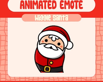 Animowana emotka Świętego Mikołaja Wiggle na Twitchu, kawaii świąteczne emoji (do pobrania cyfrowego)
